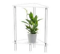 Modern Acrylic End Table | 2-Tier Triangle Small Desk | Stylish Nightstand & Storage Shelf for Living Room Kitchen Bathroom Lobby - Sl esign for Corner Spaces