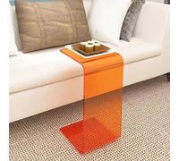 Modern Acrylic End Table - C-Shaped Sofa Side Table for Versatile Use - Industrial Style Nightstand for Living Room & Couchside Storage Solution