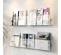 Modern Acrylic Floating Shelves - Transparent Wall-Mounted Decorative Rack for Magazines Books & Home Decor - Stylish DIY Accessories for Kitchen & Bedroom