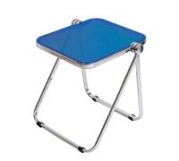 Modern Acrylic Foldable Coffee Table - Rectangular Minimalist Side Table for Living Room Bedroom & Small Spaces - Compact Blue Folding End Table