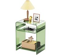 Modern Acrylic Nightstand with Storage Shelf Minimalist Clear Side Table for Bedroom Colorful End Table Record Player Stand Perfect for Hallway & Entryway
