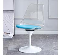 Modern Acrylic Swivel Dining Chair with Soft PU Leather Cushion Armless Vanity Chair for Kitchen Bar Bedroom Makeup Living Room - White Base