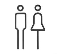 Modern Acrylic Toilet Sign Plate for Wash Room Door, Elegant Black WC Wall Sticker and Restroom Signage Board with Clear Logo Label(E)