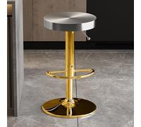 Modern Adjuble Swivel Bar Stools - inless Steel with Footrest, Round Top Design for Kitchen, Pub, Bistro & Dining Room - Slish, table Seating for Home & Commercial Use
