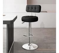 Modern Adjuble Swivel Bar Stools with Backrest & Footrest, Tall Counter Height Chairs for Kitchen Island, Round Base Design, Nero Silver h, Slish & table
