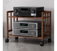 Modern Adjustable AV Support - Corner TV Stand with Open Wooden Shelves Multi-Functional Floor Audio Rack for Stereo Components and Home Entertainment
