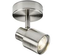 Modern Adjustable Ceiling Spot Light Spotlight Tilt GU10 LED Kitchen Office Shop Retail Display Lighting Fitting (Brushed Chrome, Add 5W Warm White)