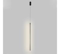Modern Adjustable LED Linear Pendant Light, Minimalist Black Metal Hanging Fixture for Living Room, Contemporary Design, Stylish Home Lighting, Height Adjustable, Elegant Illumination Beauty Comes