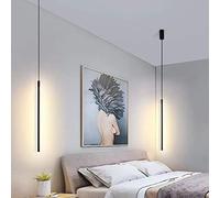 Modern Adjustable LED Pendant Light - Black Rectangular Design for Bedroom Living Room Kitchen Bar Study Office Stairs - Creative Reading Chandelier 100cm Height Warm White Light