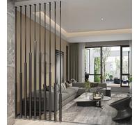 Modern Adjustable Metal Room Divider Partition, Square Slat Privacy Screen with Adjustable Feet for Enhanced Space Division in Hallways, Bathrooms, Kitchens, Apartments, Studios, and Entrances