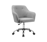 Modern Adjustable Office Chair with Armrest, Dove Grey / Cotton-Linen Fabric