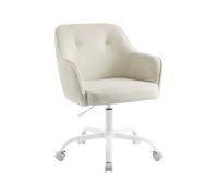 Modern Adjustable Office Chair with Armrest, Sand Beige / Polyester Corduroy Fabric, Steel, Plywood, Foam, P