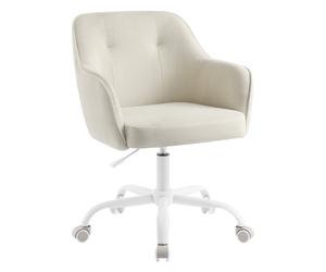 Modern Adjustable Office Chair with Armrest, Sand Beige / Polyester Corduroy Fabric, Steel, Plywood, Foam, P