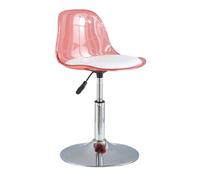 Modern Adjustable Pink Plastic Bar Stool, Simple & Stylish Swivel Design, Clear Reception Chair, Perfect for Home & Office Use