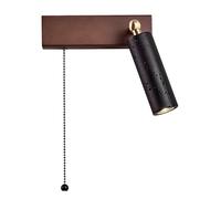Modern Adjustable Rotatable Solid Wood Wall Light Fixture Wabi Sabi Yellow Travertine Wall Sconce Nordic Reading Light with Pull Switch for Bedroom Living Room