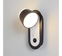 Modern Adjustable Spotlight Wall Sconce with Switch Nordic Black Metal Faux Marble Accent Reading Lamp Wall Mounted Fixture for Bedroom Bedside Living Room Task -66