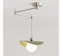 Modern Adjustable Swing Arm Pendant Light, 22W LED Metal Ceiling Lamp with Glass Globe Shade, Adjustable Hanging Light Fixture for Dining Room, Kitchen, Bar, Cafe, Bedroom(Green)