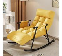 Modern Adult Recliner Rocking Chair for Bedroom and Living Room Adjustable Back Single Sofa for Reading and Relaxing Waterproof Tech Cloth Yellow Color Option