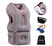 Modern Advantage Inflatable Travel Pillow for Airplanes with Adjustable Extra Bottom, Support Head & Chin to Avoid Neck & Shoulder Pain, for Travelling, Office Napping with Eye Mask & Earplug (Grey)