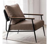 Modern Aent Chair with Arms, Upholstered Armchair for Living Room, Upholstered Lounge Reading Chair Recliner Lazy Chair with Metal e for Bedroom, Office (Color : /Grey A) (/Brown B)