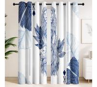 Modern Aesthetic Theme Curtains 100% Blackout, Navy Blue Windows Drapes, Insulated Thermal Eyelet Blackout Curtains King Of Spades Lion Leaves Avant-Garde Vintage Home Decor W 90" x L 90"