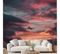 Modern Aircraft Cloud Self Adhesive Wallpaper Aircraft Flying Photo Wallpaper 350x256 cm Airplane Plane Wall Mural for Bedroom Living Room Removable Poster Qe101D