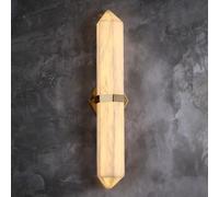 Modern Alabaster Wall Sconce - Elegant Brass LED Lamp for Bathroom, Living Room, Bedroom & Dining Mid Century Marble Design, Warm Light, Stylish Home Lighting Solution