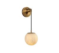 Modern Alabaster Wall Sconce LED Dimmable Tricolor Hanging Lamp Adjustable Height Marble Light for Bedroom & Living Room Elegant Gold & Black Design
