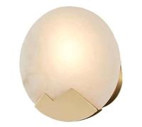 Modern Alabaster Wall Sconce Round Natural Marble Wall Mount Light Fixture H65 Copper Wall Lamp 3000k Warm White for Bedroom Bedside Living Room Bathroom