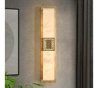 Modern Alabaster Wall Sconce with Brass Base Stylish Marble Wall Lamp for Bathroom Vanity Living Room Bedroom Hallway and Dining Room 110V