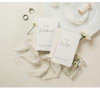 Modern Album Designs White Vow Books with Ribbons (Set of 2) - 5.625 x 4 Minimalist Pocket Sized Wedding Ceremony Vow Renewal Speech Notebook Journal, Gift for Bride & Groom To Be, 48 Lined Pages