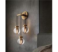 Modern All Copper Wall Lamp Black Home Decor Background Lighting for Bedroom Living Room,Energy Conservation Wall Light (Cold Light 1 Light d)