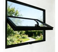Modern Aluminium Centre Pivot Window - Industrial Glass Partition for Kitchen Pass-Through & Home Office 360° Rotating Air Vent Matt Black 130x60 cm - Perfect for Garden Rooms & Outbuildings