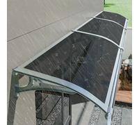 Modern Aluminum Awning for & Doors - Polycarbonate Canopy with Rain Gutters UV & Snow Protection - Exterior Overhang Awning (L120*W)