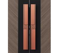 Modern Aluminum Door Handles - Heavy Duty Flat Pull Push Bars 60-180cm Complete Kits in Red Bronze - Ideal for Front Door & Entrance Decor.