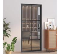Modern Aluminum Interior Door - Black & Dark Transparent - Swing Door for Bathroom Kitchen Studio - 93 x 201.5 cm - Stylish & Durable Design Easy Installation