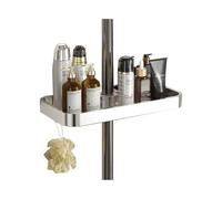 Modern Aluminum Shower Caddy nizer with Guardrail & Hooks Adjustable Height Rotatable Shower Shelf for Bathroom Storage - Silver Shower Shelf Solution