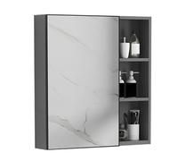 Modern Aluminum Wall Cabinet with Mirror - Rectangular Medicine Cabinet for Bedroom Living Room and Bathroom - Gray (31 x 4 x 26 inches) - Stylish Storage Solution
