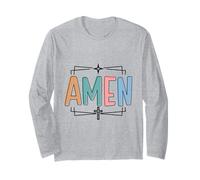 Modern Amen Faith Cross Spiritual Statement Long Sleeve T-Shirt