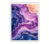 Modern Amethyst Violet Crystal Unframed Canvas Print Poster, Abstract Watercolor Texture Pattern Wall Prints for Dining Room Office Wall Art 30x40cm