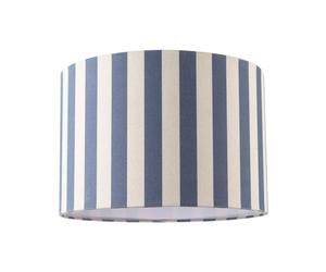 Modern Amparo Blue and Oatmeal Linen Striped Drum Lamp Shade with Off-White Fabric Inner Lining| 30cm x 20cm | for Ceiling Pendant or Lamp by Happy Homewares