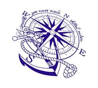 Modern Anchor l Compass Rose Boat Wall Decal Kids Room Smooth Sea Never Made Skilled Sailor Navy Inspiral-S-28x30cm-DarkBlue