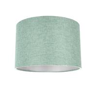 Modern and Elegant 10 Inch Mint Green Natural Linen Fabric Drum Lamp Shade with Satin Lining | 25cm x 18cm | for Table Lamp or Pendant by Happy Homewares