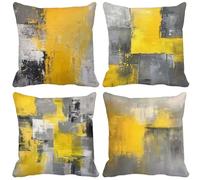 Modern And Simple Cushion Covers 40cm x 40cm, 4 Pack Outdoor Cushions Waterproof Linen Sofa Pillows Abstract Art Pattern Design Double-Sided Printing Square Pillow Covers for Home Decor Gifts z7-1P