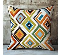 Modern and simple Stamped Cross-Stitch Cushion Kit,Colorful geometric rhombus,Printed Tapestry Canvas,11CT Cross Stitch Kit for Creative Home Décor,Needlework Kit for Adult Beginners,45x45cm