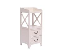 Modern and Simple White Bedroom Solid Wood Bedside Table, Retro Bedside Table, Narrow-Sided Bedroom and Living Room Solid Wood Storage Cabinet with Double-Layer Storage countertop (Color : Large, Si