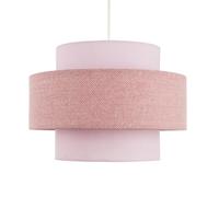 Modern and Sleek Soft Pink Herringbone Linen and Cotton Triple Tier Design Pendant Lamp Shade | 20cm x 30cm by Happy Homewares