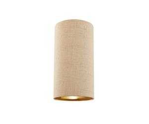 Modern and Stylish Stitched Effect Taupe Linen Fabric Cylindrical Lampshade for Pendant or Table Lamp - 25cm Height - 40w Maximum - Suitable for The Home or Business by Happy Homewares