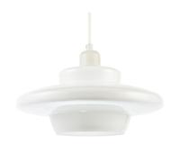 Modern and Unique UFO Disc Styled Ceiling Pendant Light Shade in Opal White Glass | 11w Maximum | 14cm x 32cm by Happy Homewares