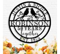 Modern Anniversary Metal Wall Decor - Personalized Last Name Sign, 1st/10th/50th Wedding Decor Gift, Christmas Decoration for Couples